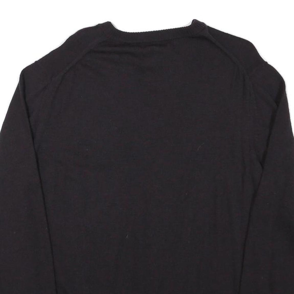 CALVIN KLEIN JEANS Mens Black Plain Wool Pullover V-Neck M Jumper