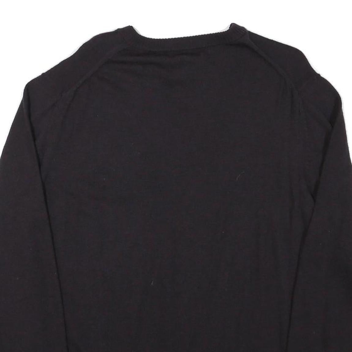 CALVIN KLEIN JEANS Mens Black Plain Wool Pullover V-Neck M Jumper
