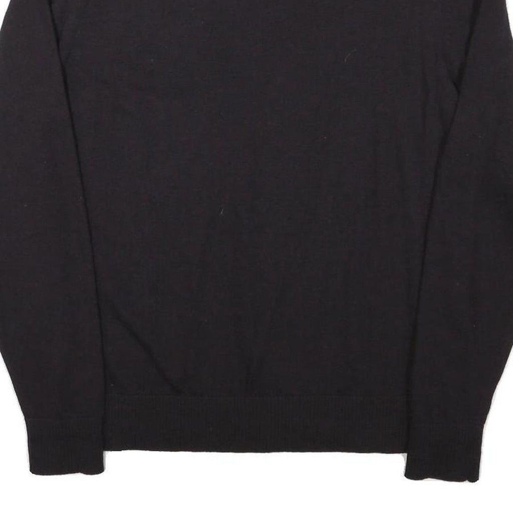 CALVIN KLEIN JEANS Mens Black Plain Wool Pullover V-Neck M Jumper