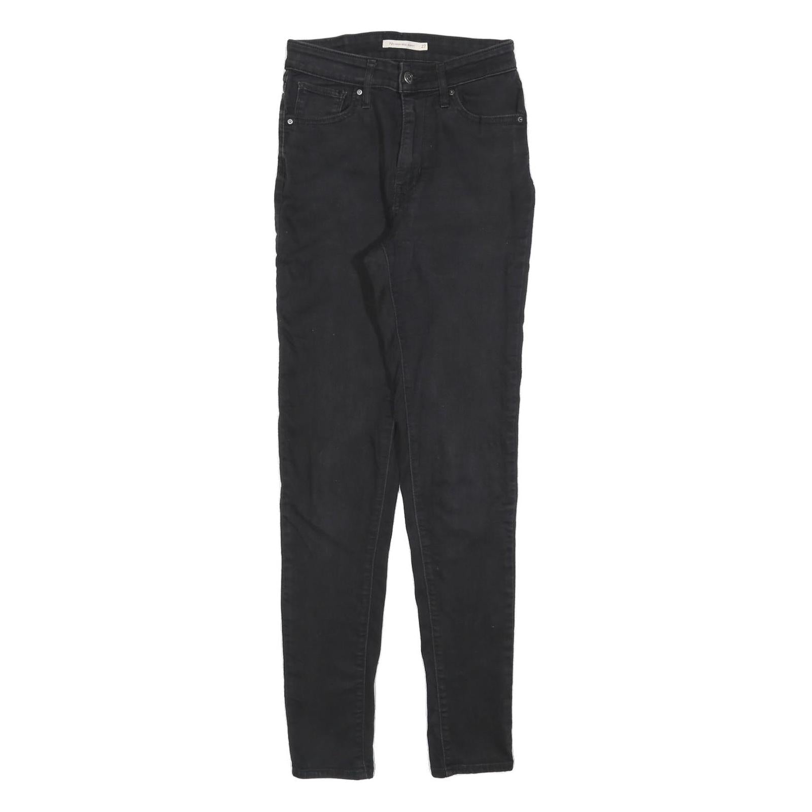 LEVI'S 721 Womens Slim Black Denim Light W27 L30 Skinny Jeans Zip Closure