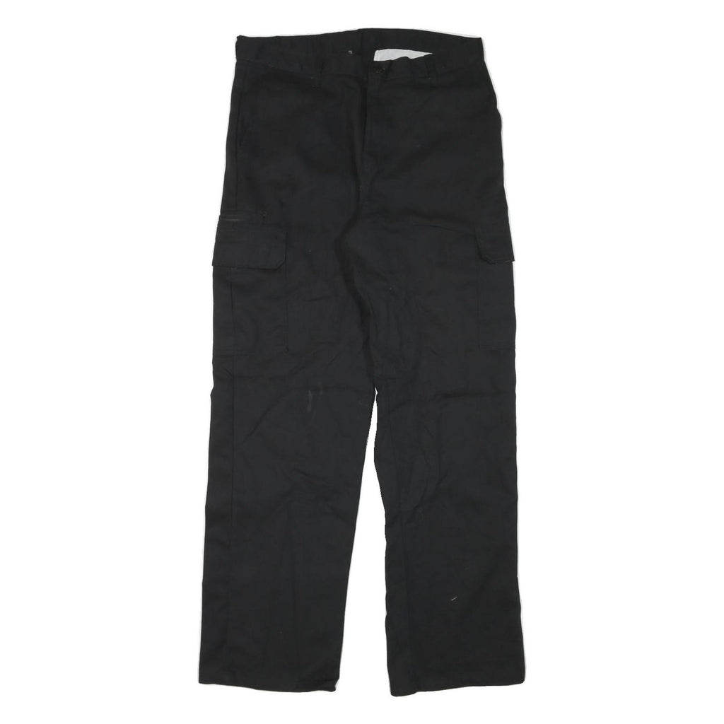 DICKIES Mens Cotton Blend Black Regular Cargo Trousers W33 L32 Workwear Utility