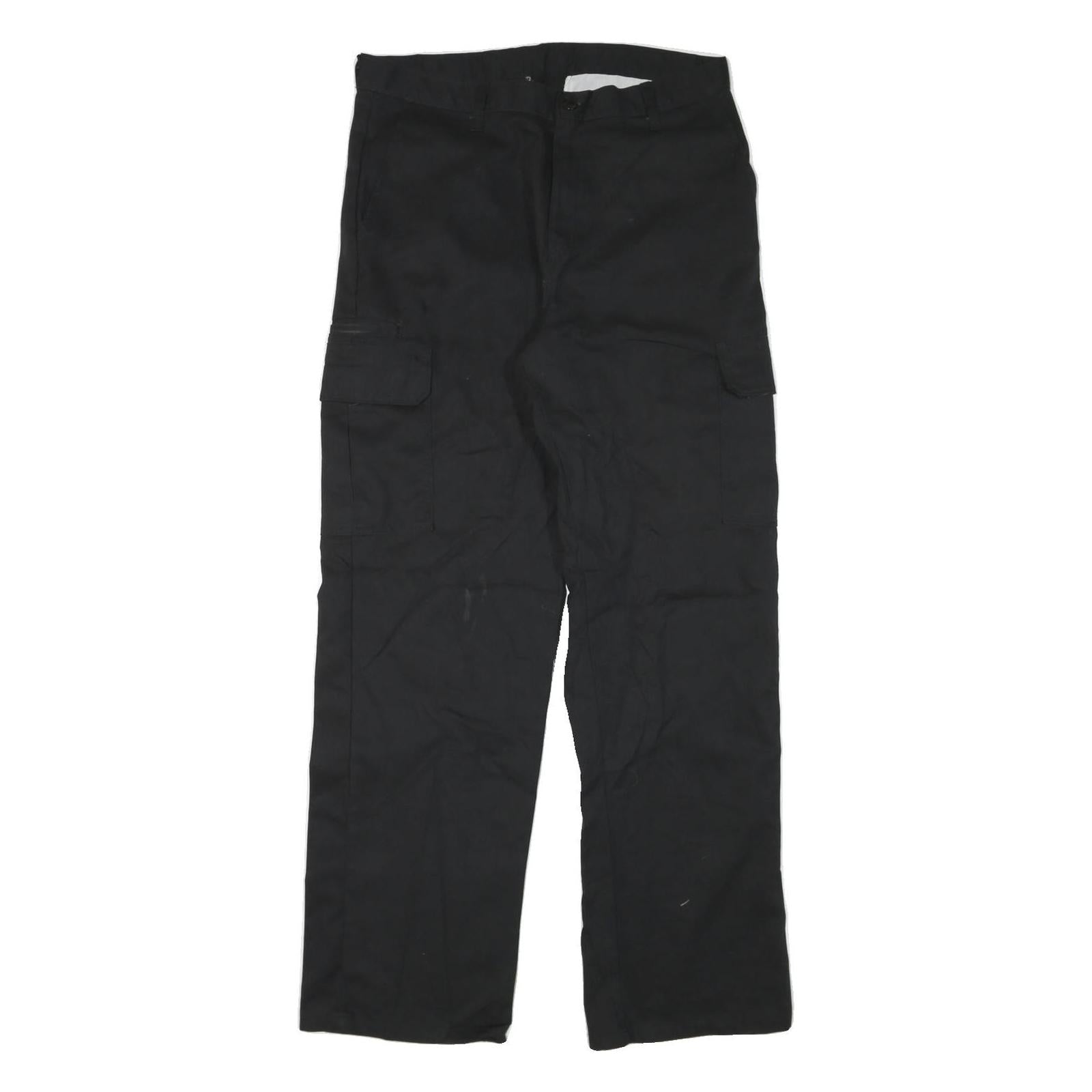 DICKIES Mens Cotton Blend Black Regular Cargo Trousers W33 L32 Workwear Utility