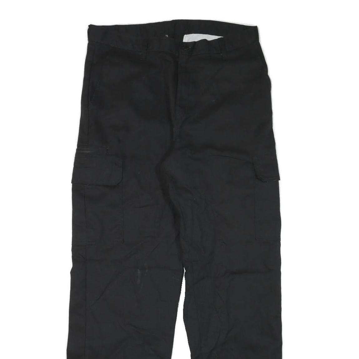 DICKIES Mens Cotton Blend Black Regular Cargo Trousers W33 L32 Workwear Utility