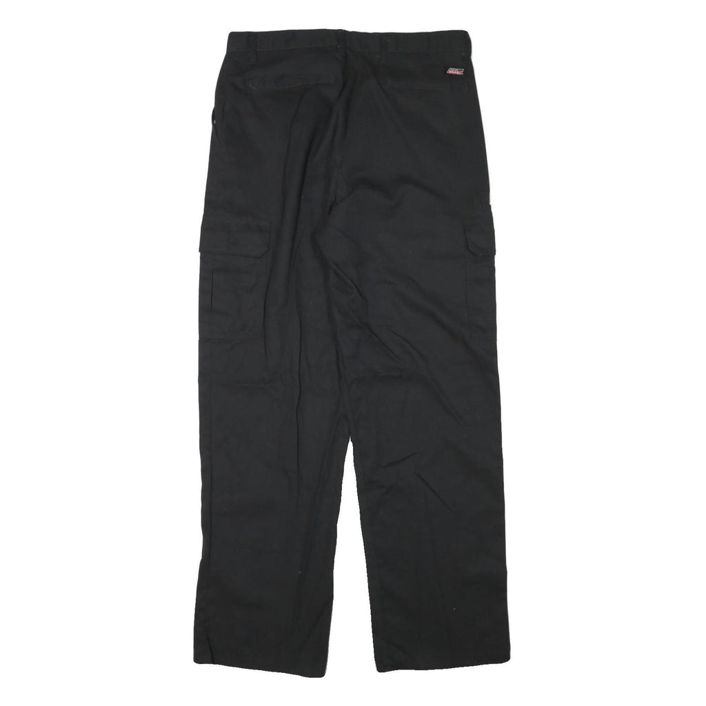 DICKIES Mens Cotton Blend Black Regular Cargo Trousers W33 L32 Workwear Utility