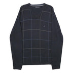 NAUTICA Mens Navy Blue Cotton Patterned V-Neck Basic Knit Jumper M Casual