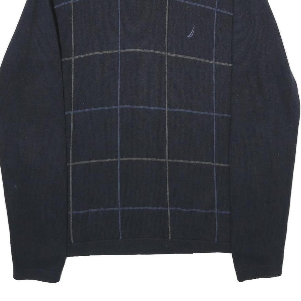 NAUTICA Mens Navy Blue Cotton Patterned V-Neck Basic Knit Jumper M Casual