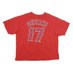 MAJESTIC Mens Red Angels Graphic T-Shirt 2XL Short Sleeve Crew Neck Baseball