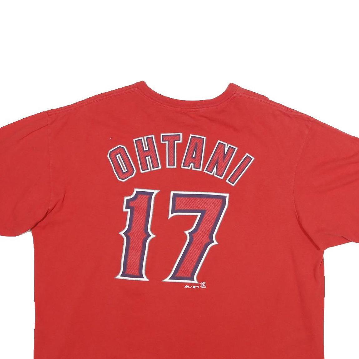 MAJESTIC Mens Red Angels Graphic T-Shirt 2XL Short Sleeve Crew Neck Baseball