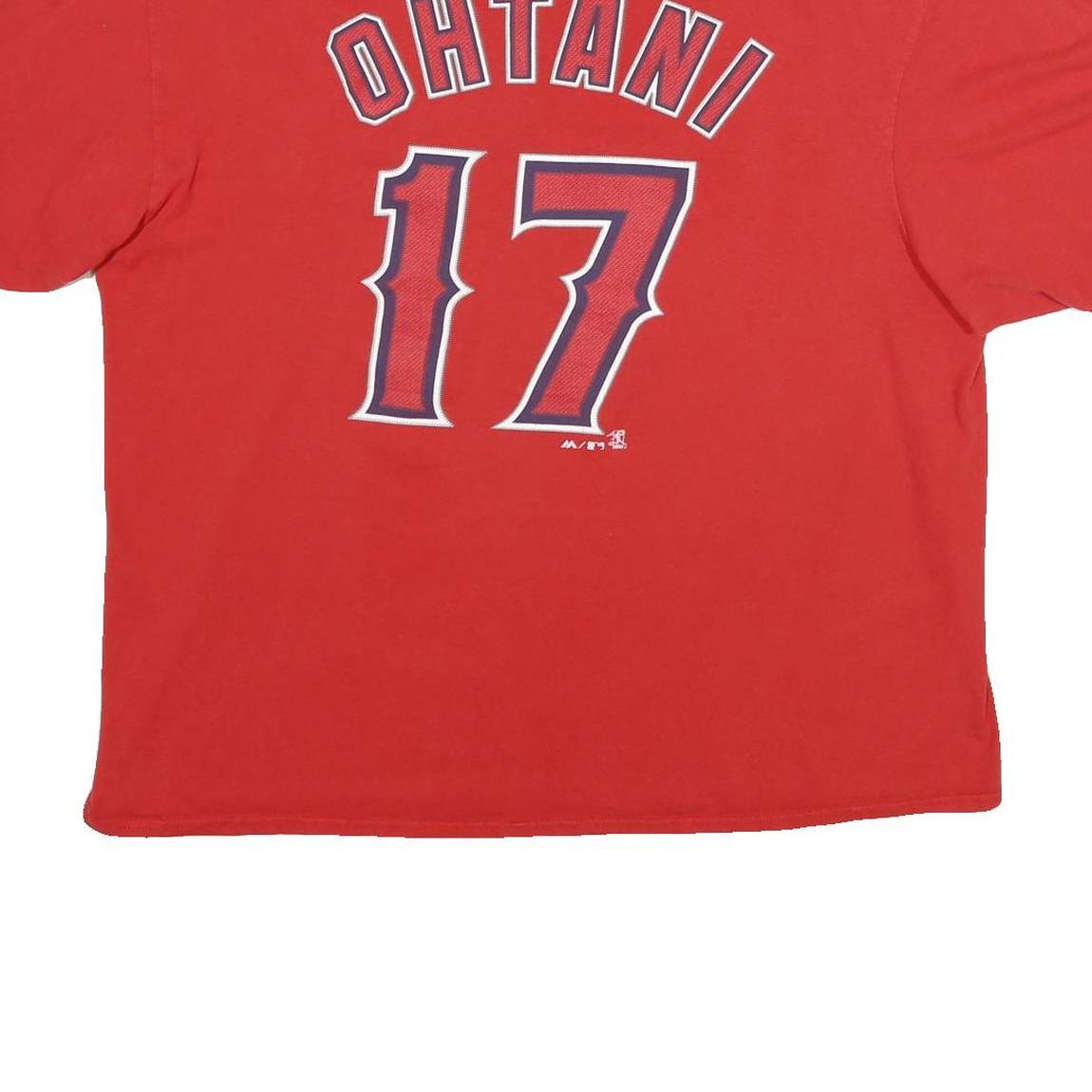 MAJESTIC Mens Red Angels Graphic T-Shirt 2XL Short Sleeve Crew Neck Baseball