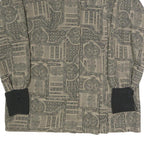 Womens Beige Printed Shirt Long Sleeve Collared L Stylish Patterned Top