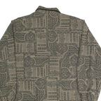 Womens Beige Printed Shirt Long Sleeve Collared L Stylish Patterned Top