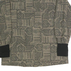 Womens Beige Printed Shirt Long Sleeve Collared L Stylish Patterned Top