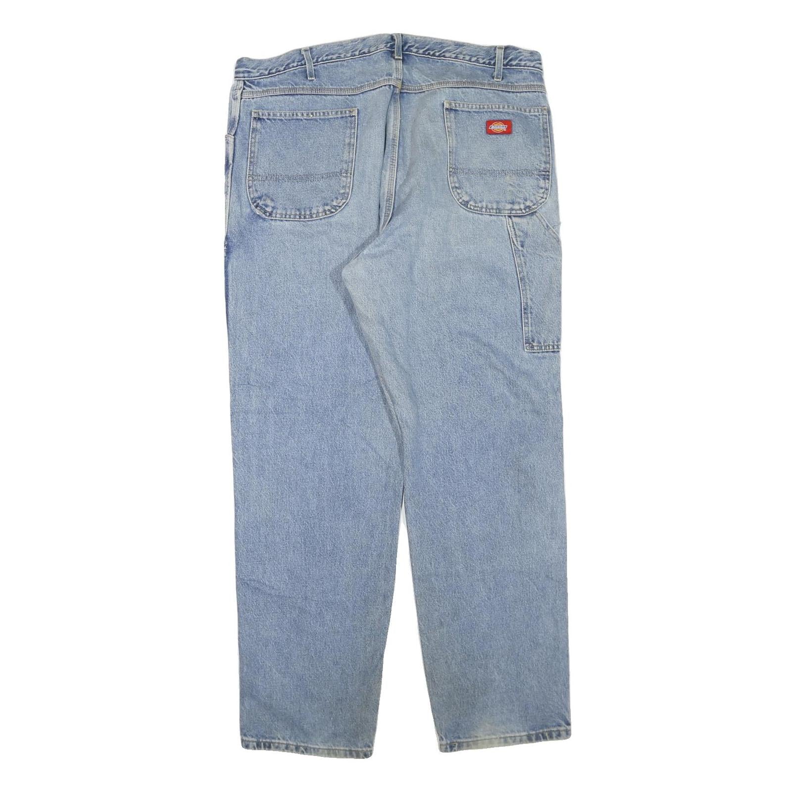 DICKIES Mens Jeans Blue Regular Straight Denim Medium W40 L33 Workwear Zip