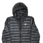 ADIDAS Womens Black Lightweight Hooded Zip Jacket XS Polyester Blend Puffer