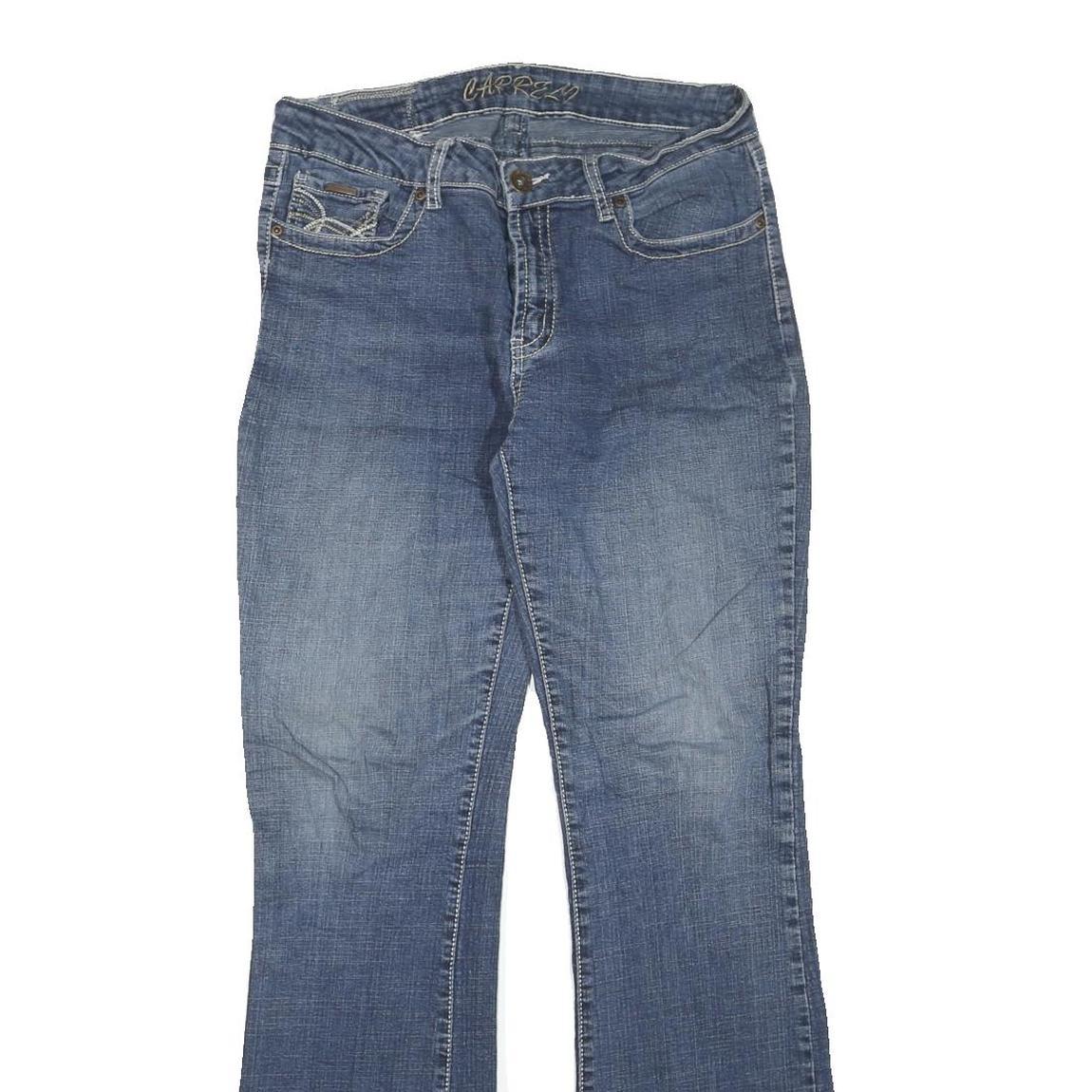 Womens Blue Regular Fit Bootcut Denim Jeans Cotton Blend W32 L32 Embroidered