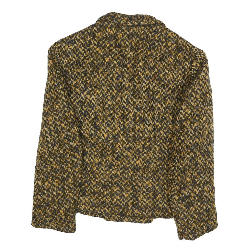 BASTA Womens Brown & Black Wool Button Jacket S Tweed Classic Winter Outerwear