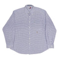 TOMMY HILFIGER Mens Blue & White Check Shirt XL Button-Down Collar Casual Cotton
