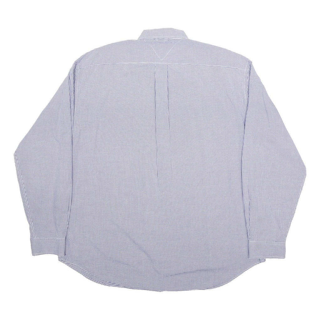 TOMMY HILFIGER Mens Blue & White Check Shirt XL Button-Down Collar Casual Cotton