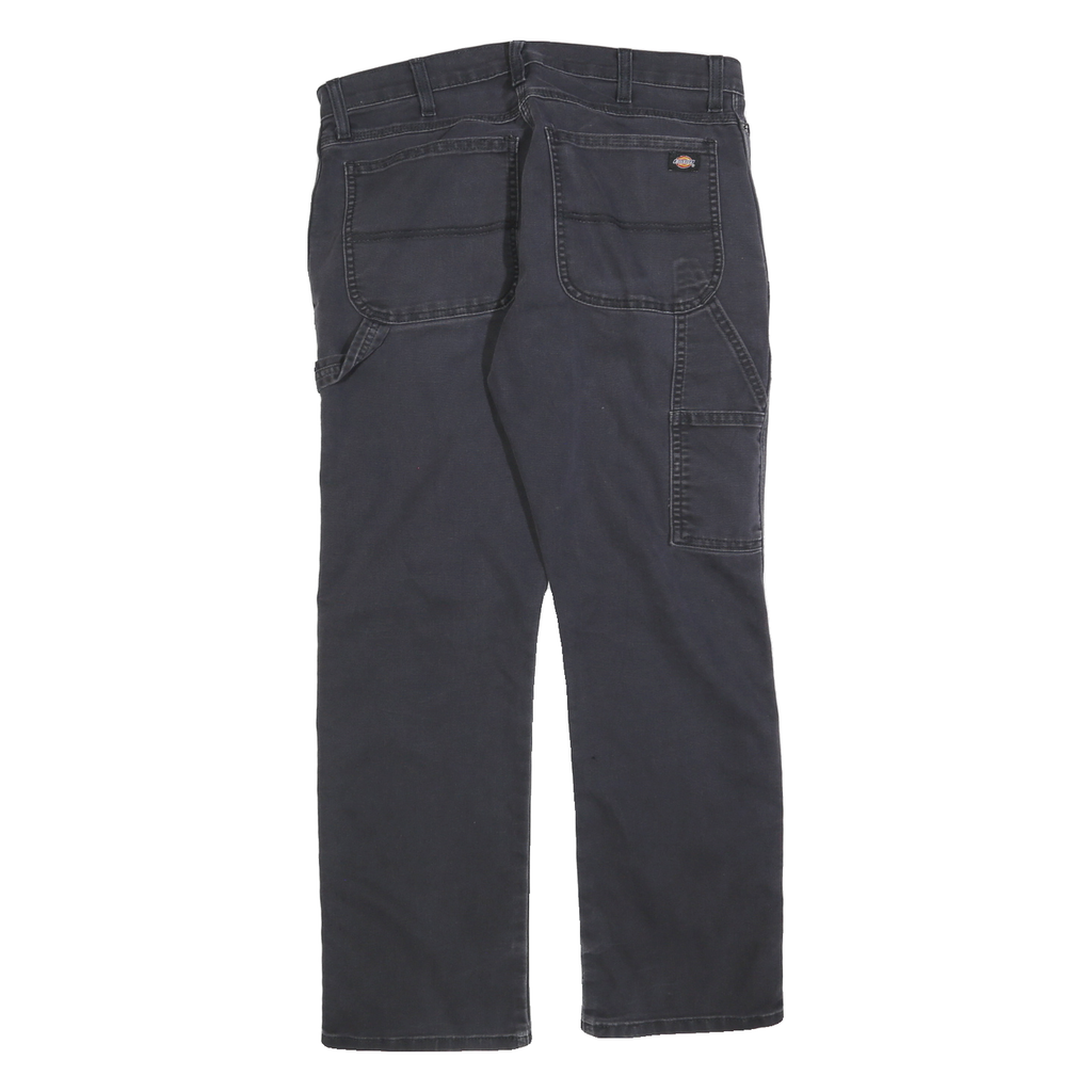 DICKIES Mens Jeans Black Regular Straight Cotton Blend W34 L30 Workwear Zip