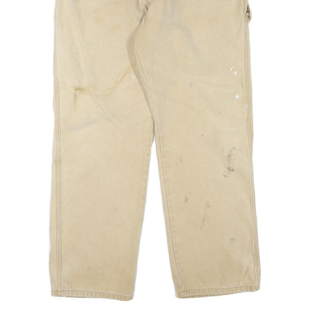 DICKIES Mens Regular Fit Beige Cotton Blend Jeans W34 L30 Zip Practical Workwear