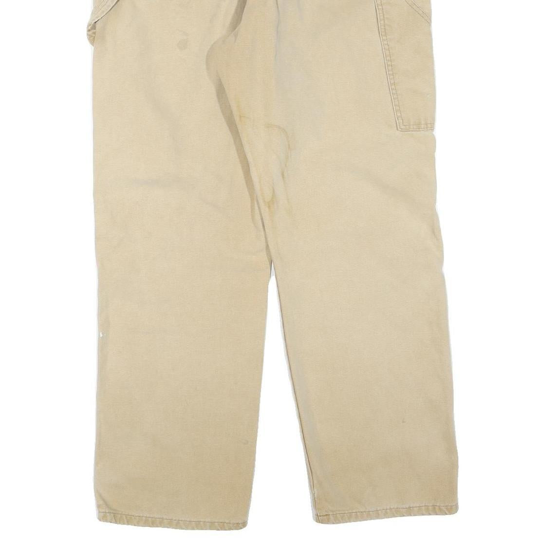 DICKIES Mens Regular Fit Beige Cotton Blend Jeans W34 L30 Zip Practical Workwear