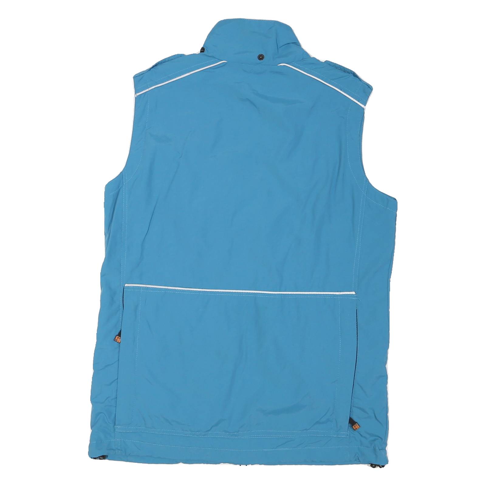 Mens Blue Utility Gilet Vest M Polyester Blend Plain Zip Outdoor Casual