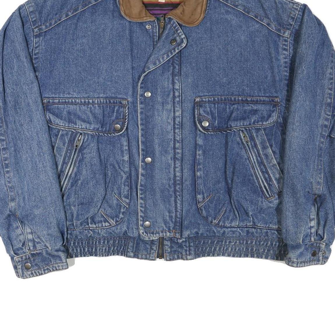 ST JOHNS BAY Mens Blue Denim Jacket XL Cotton Blend Casual Outerwear Zip