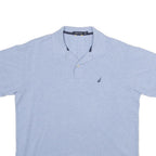NAUTICA Mens Light Blue Short Sleeve Plain M Cotton Polo Shirt Classic Fit