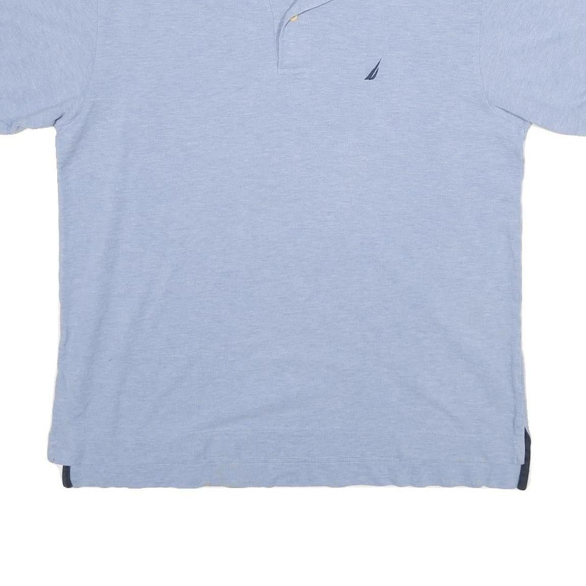 NAUTICA Mens Light Blue Short Sleeve Plain M Cotton Polo Shirt Classic Fit