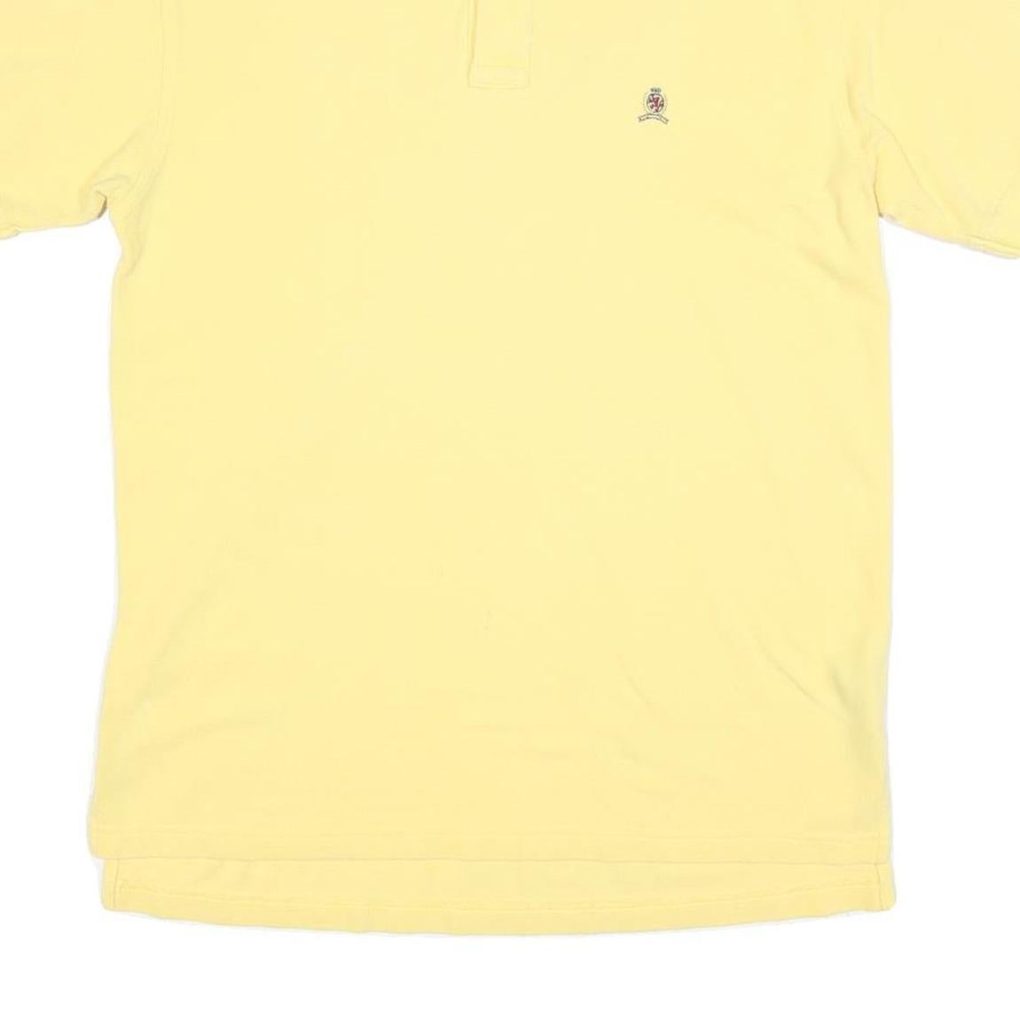 TOMMY HILFIGER Mens Yellow Short Sleeve Plain Polo Shirt S Cotton Blend Classic