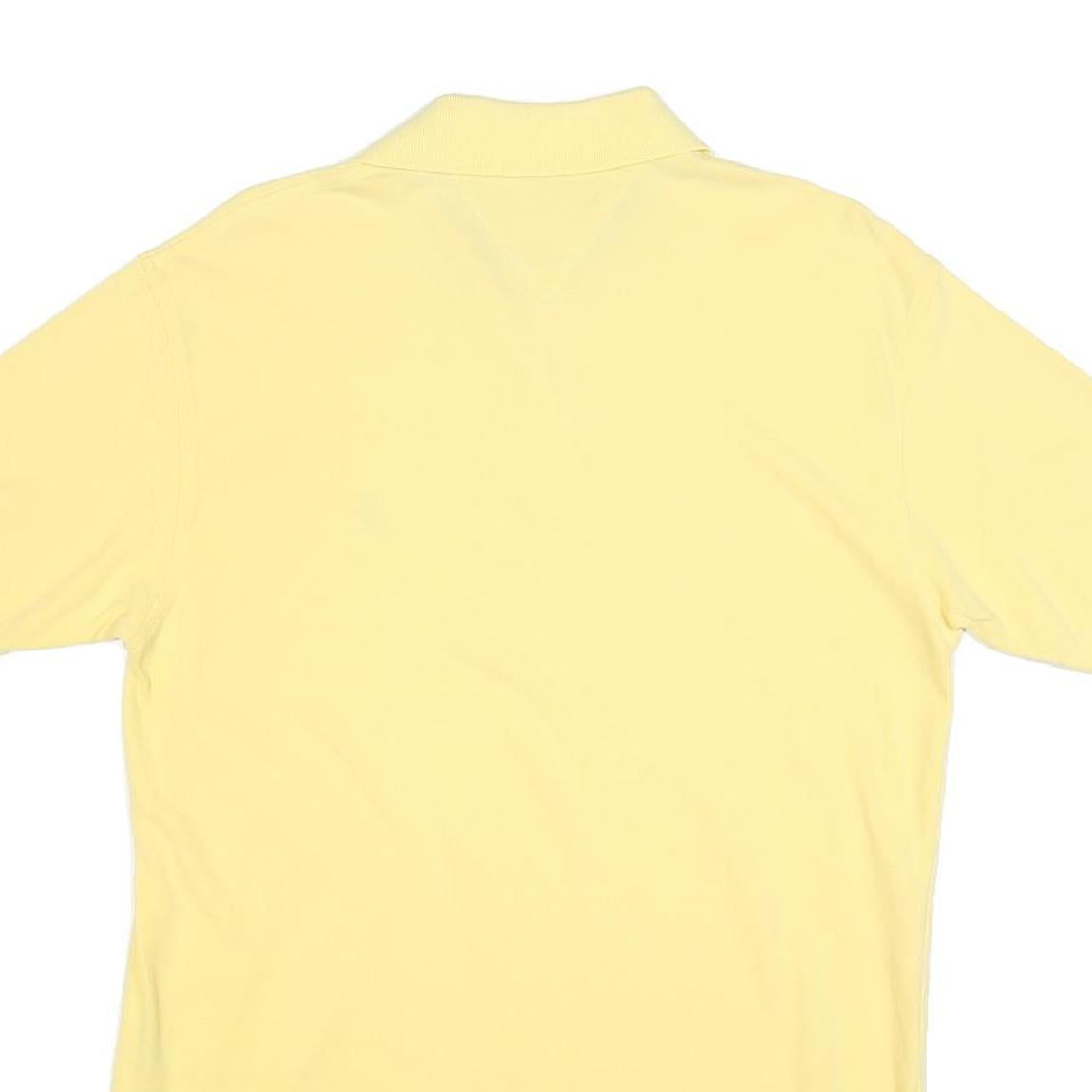 TOMMY HILFIGER Mens Yellow Short Sleeve Plain Polo Shirt S Cotton Blend Classic