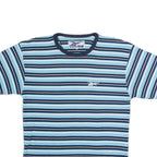 REEBOK Striped Knit Womens T-Shirt Blue Crew Neck UK 8