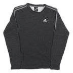 ADIDAS Mens Black Crew Neck S Cotton Blend Sweatshirt Three Stripe Design