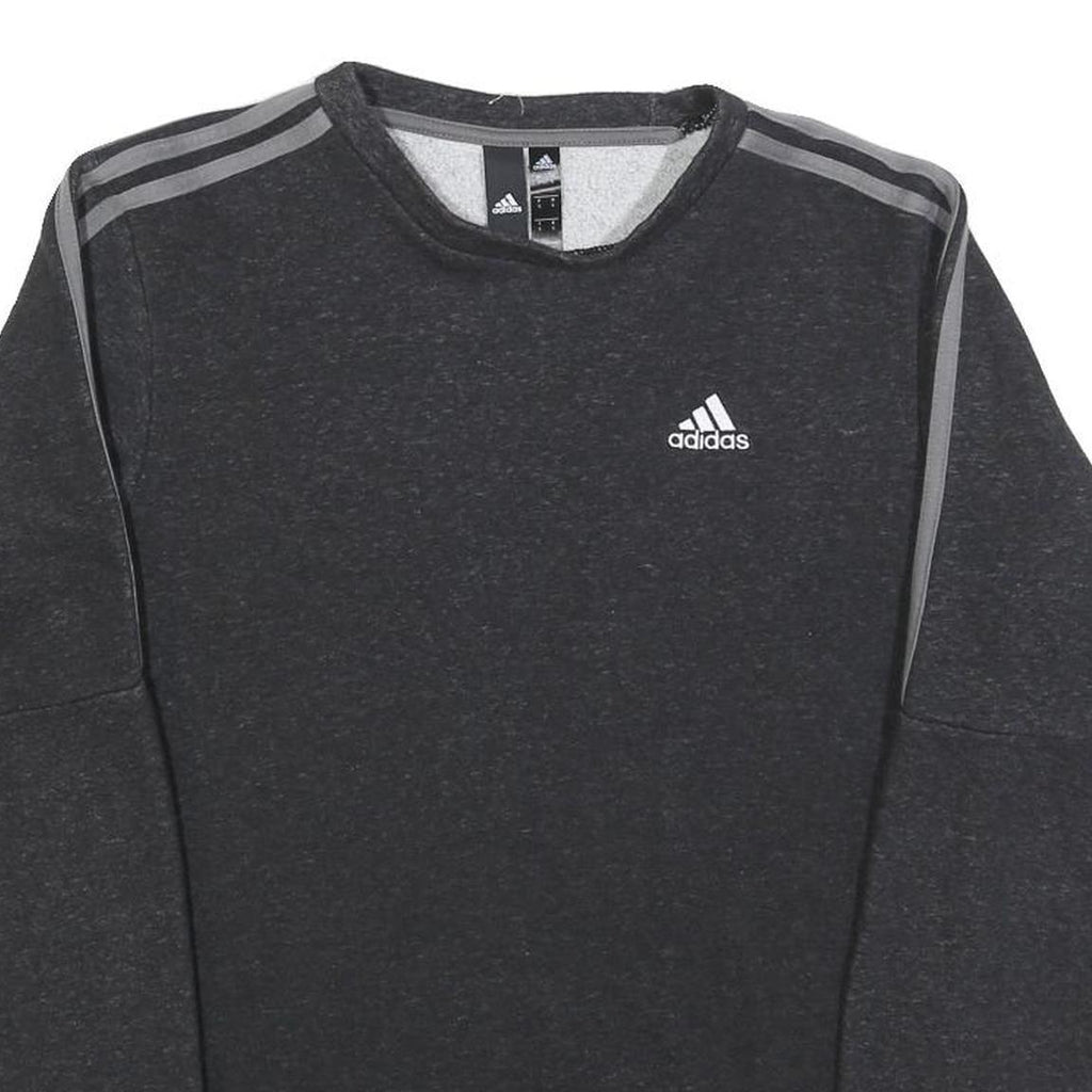 ADIDAS Mens Black Crew Neck S Cotton Blend Sweatshirt Three Stripe Design