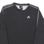 ADIDAS Mens Black Crew Neck S Cotton Blend Sweatshirt Three Stripe Design