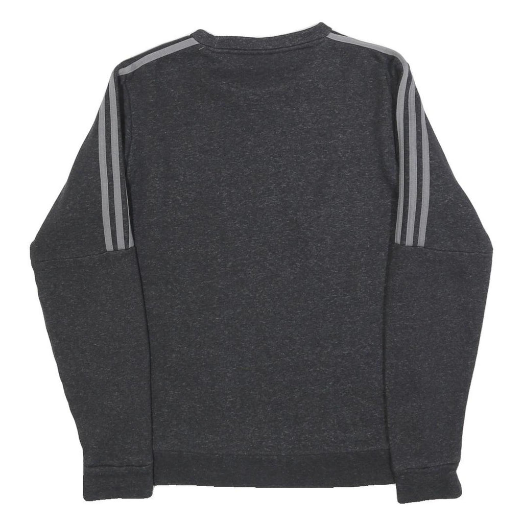 ADIDAS Mens Black Crew Neck S Cotton Blend Sweatshirt Three Stripe Design