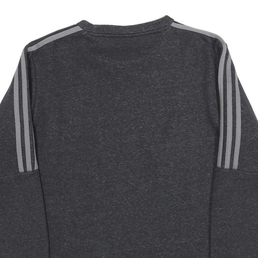 ADIDAS Mens Black Crew Neck S Cotton Blend Sweatshirt Three Stripe Design