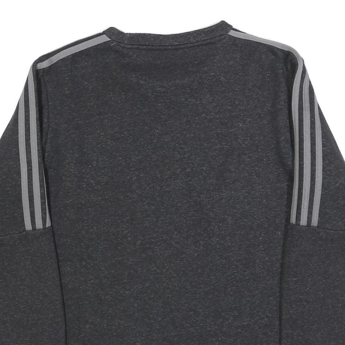 ADIDAS Mens Black Crew Neck S Cotton Blend Sweatshirt Three Stripe Design