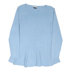 JAEGER Womens Blue Peplum Top Long Sleeve Round Neck L Polyester Blend