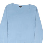 JAEGER Womens Blue Peplum Top Long Sleeve Round Neck L Polyester Blend