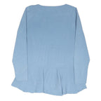 JAEGER Womens Blue Peplum Top Long Sleeve Round Neck L Polyester Blend