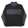 CHAMPION Mens Black & Grey Quarter Zip Sweatshirt M Cotton Blend Pullover