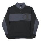 CHAMPION Mens Black & Grey Quarter Zip Sweatshirt M Cotton Blend Pullover