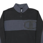 CHAMPION Mens Black & Grey Quarter Zip Sweatshirt M Cotton Blend Pullover