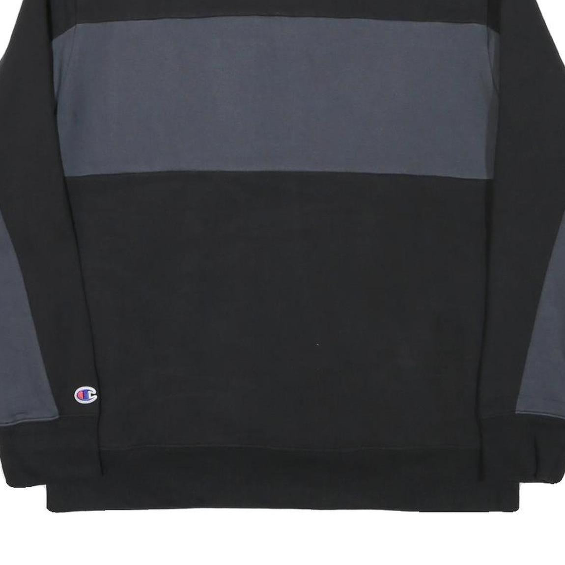 CHAMPION Mens Black & Grey Quarter Zip Sweatshirt M Cotton Blend Pullover