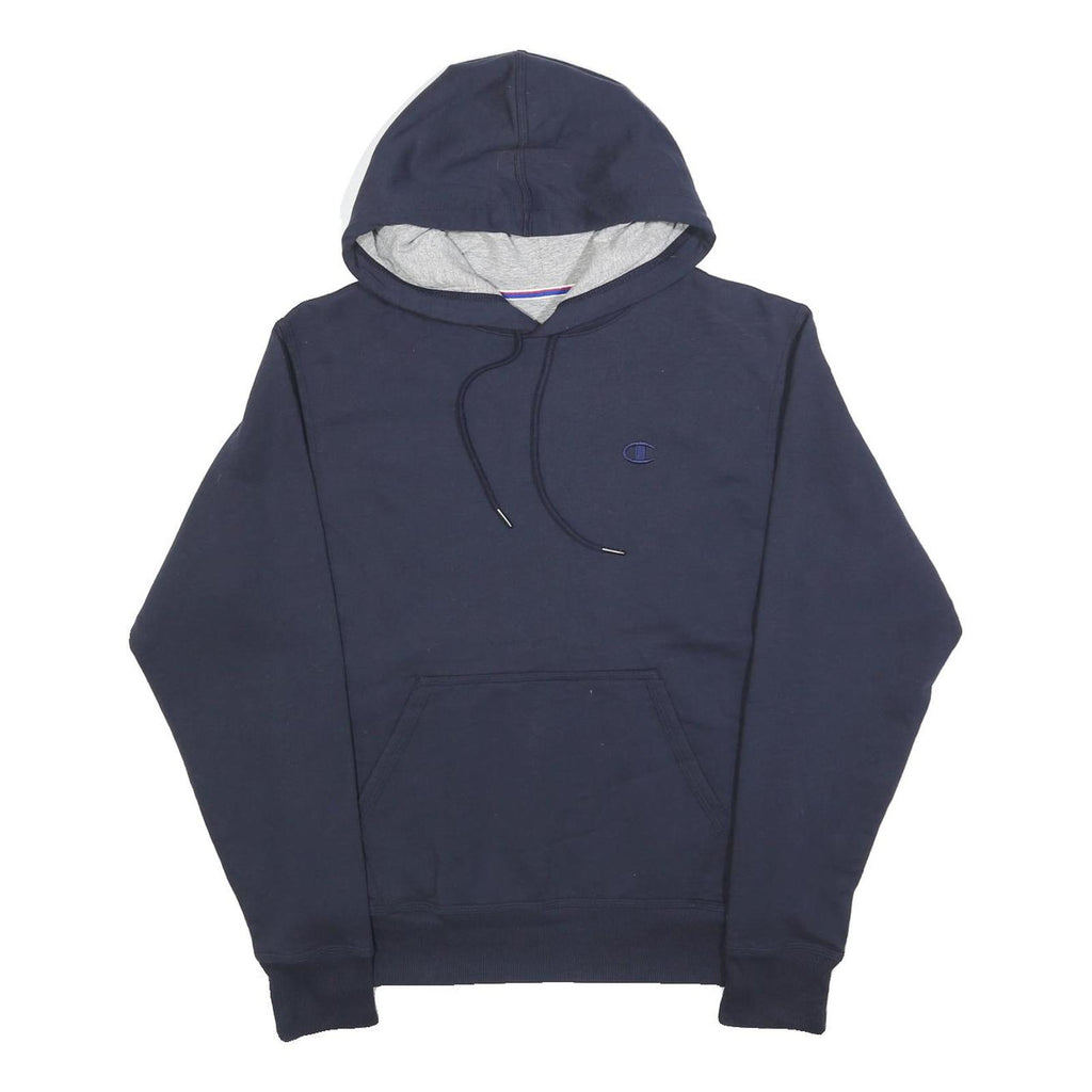 CHAMPION Mens Navy Blue Hoodie S Cotton Blend Pullover Casual Sportswear