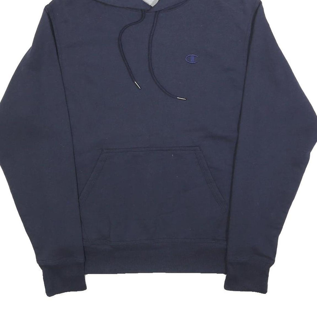CHAMPION Mens Navy Blue Hoodie S Cotton Blend Pullover Casual Sportswear