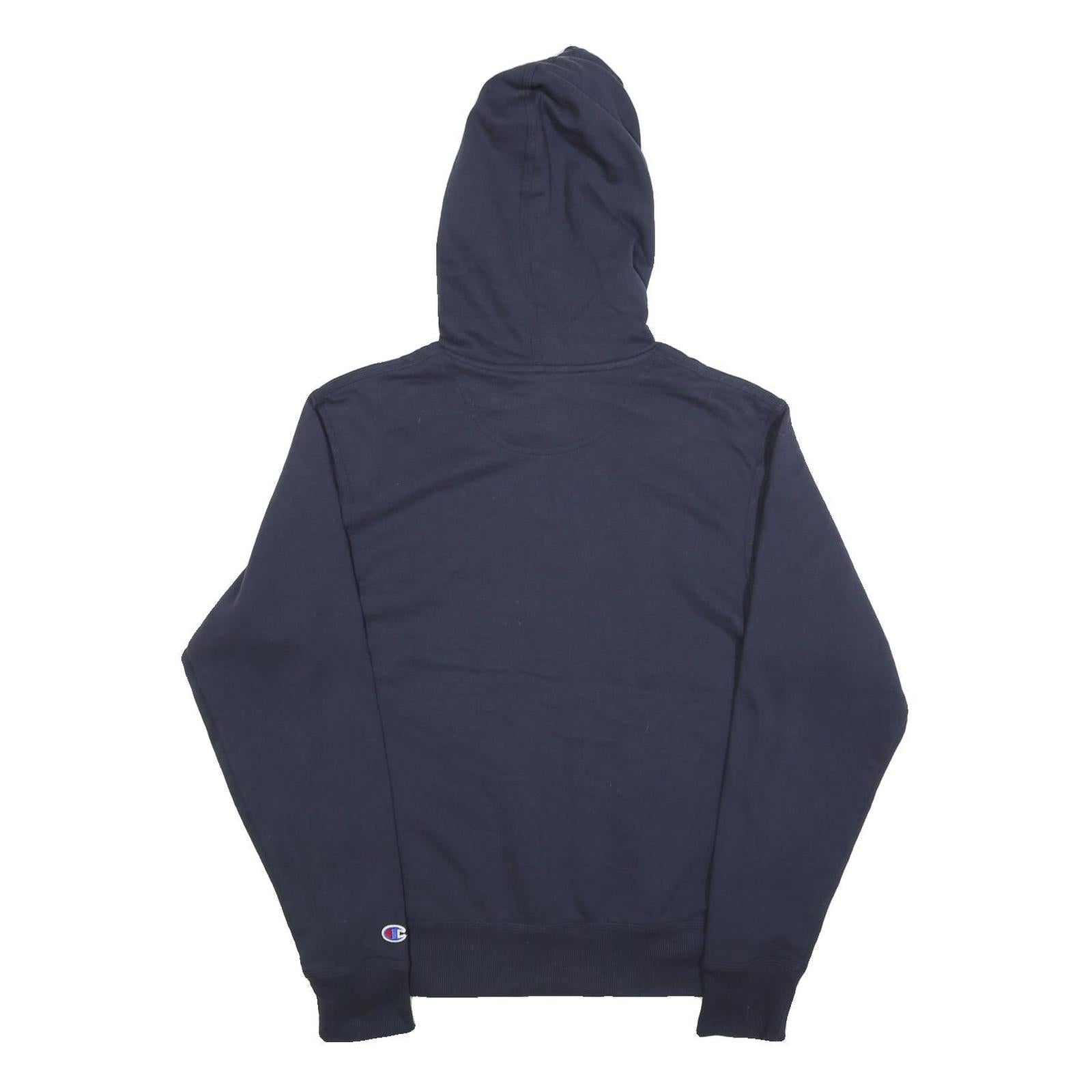 CHAMPION Mens Navy Blue Hoodie S Cotton Blend Pullover Casual Sportswear