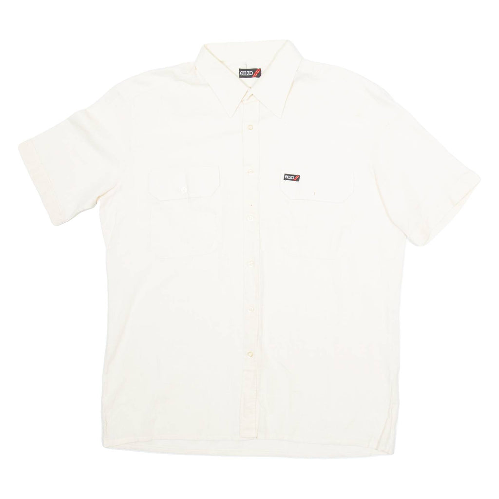 ENZO Mens Plain Shirt Beige M