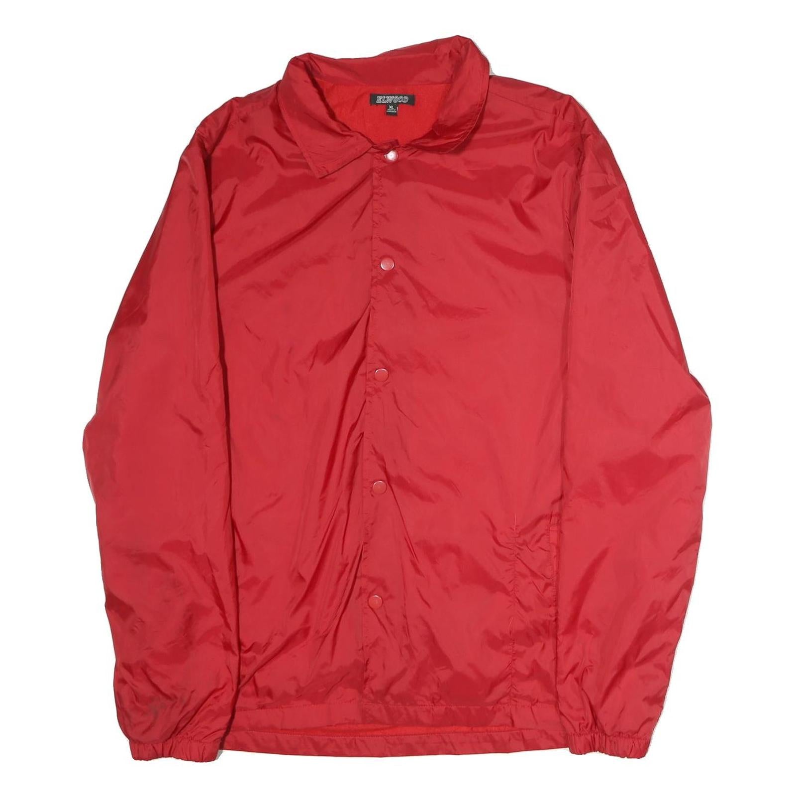 ELLWOOD Mens Red Button Jacket XL Polyester Plain Lightweight Casual